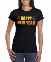 Happy new year zwart dames t-shirt