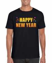 Happy new year zwart heren t-shirt