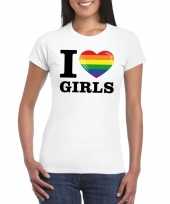 I love girls regenboog wit dames t-shirt