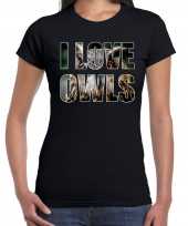 I love owls uilen dieren zwart dames t-shirt