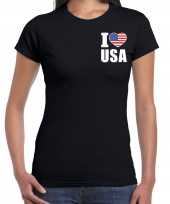 I love usa amerika zwart borst dames t-shirt