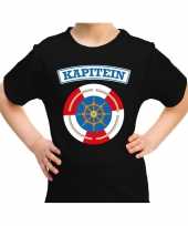 Kapitein verkleed zwart kinderen t-shirt