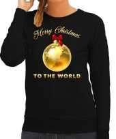 Kersttrui merry christmas to the world zwart dames t-shirt