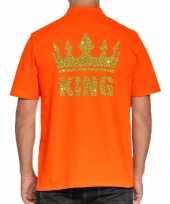 Koningsdag polo king goud glitter oranje heren t-shirt