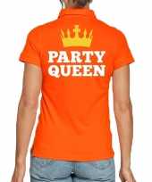 Koningsdag polo party queen oranje dames t-shirt