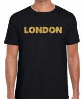 London goud glitter tekst zwart heren t-shirt