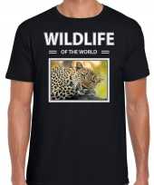 Luipaard dieren foto wildlife of the world zwart heren t-shirt