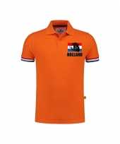 Luxe holland supporter polo oranje leeuw vlag borst grams heren tijdens ek wk t-shirt