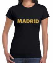 Madrid gouden glitter tekst zwart dames t-shirt