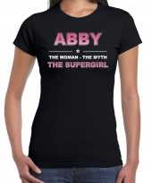 Naam cadeau abby the supergirl zwart dames t-shirt