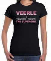 Naam cadeau veerle the supergirl zwart dames t-shirt