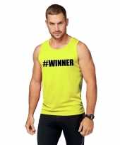 Neon geel winnaar spor singlet winner heren t-shirt