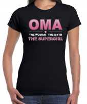 Oma the supergirl cadeau zwart dames t-shirt