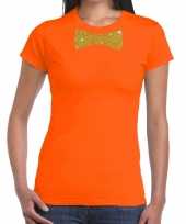Oranje fun vlinderdas glitter goud dames t-shirt