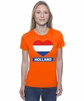 Oranje holland hart vlag dames t-shirt