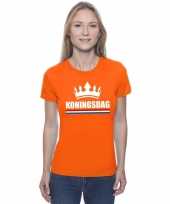 Oranje koningsdag een kroon dames t-shirt
