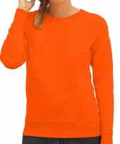 Oranje sweater sweat trui raglan mouwen ronde hals dames t-shirt