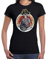 Original gangster skelet halloween verkleed zwart dames t-shirt