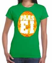 Paasei groen oranje ei dames t-shirt
