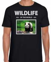 Panda dieren foto wildlife of the world zwart heren t-shirt