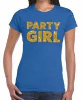Party girl glitter tekst blauw dames t-shirt