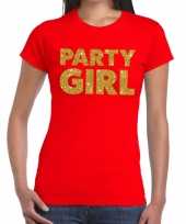 Party girl glitter tekst rood dames t-shirt