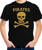 Piraten verkleed goud glitter zwart kinderen t-shirt