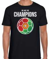 Portugal ek wk supporter we are the champions portugese voetbal zwart heren t-shirt