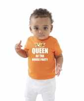 Queen of the house party kroon koningsdag oranje baby peuter meisjes t-shirt