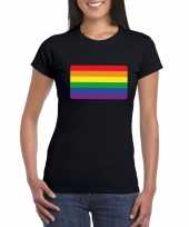 Regenboog vlag zwart dames t-shirt