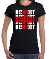 Respect rood kruis zwart dames t-shirt
