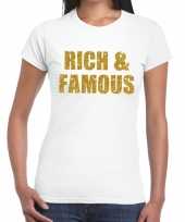 Rich and famous glitter tekst wit dames t-shirt