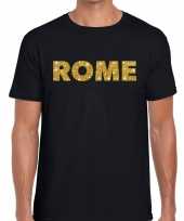 Rome gouden glitter tekst zwart heren t-shirt