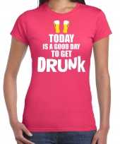Roze fun good day to get drunk dames t-shirt 10285040