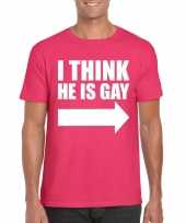 Roze i think he is gay heren t-shirt