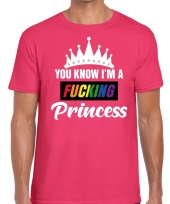Roze you know i am a fucking princess gay pride heren t-shirt