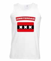Single tanktop amsterdamse vlag wit heren t-shirt