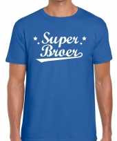 Super broer cadeau blauw heren t-shirt