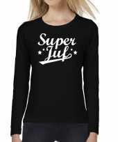 Super juf cadeau long sleeve zwart dames t-shirt