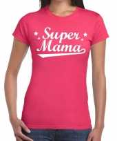 Super mama cadeau roze dames t-shirt