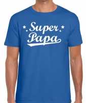 Super papa cadeau blauw heren t-shirt