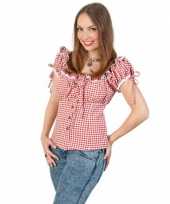 Tiroler blouse rood wit dames t-shirt