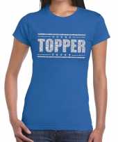 Topper blauw zilveren glitters dames t-shirt