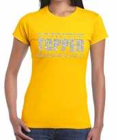 Topper geel zilveren glitters dames t-shirt