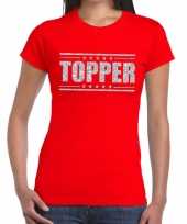 Topper rood zilveren glitters dames t-shirt