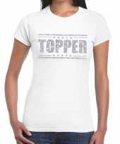 Topper wit zilveren glitters dames t-shirt
