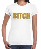Toppers bitch glitter tekst wit dames t-shirt