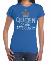 Toppers blauw toppers queen of the afterparty glitter dames t-shirt
