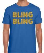 Toppers bling bling glitter tekst blauw heren t-shirt
