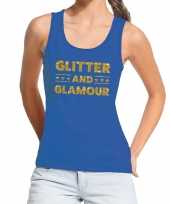 Toppers glitter and glamour glitter tanktop mouwloos blauw dames t-shirt